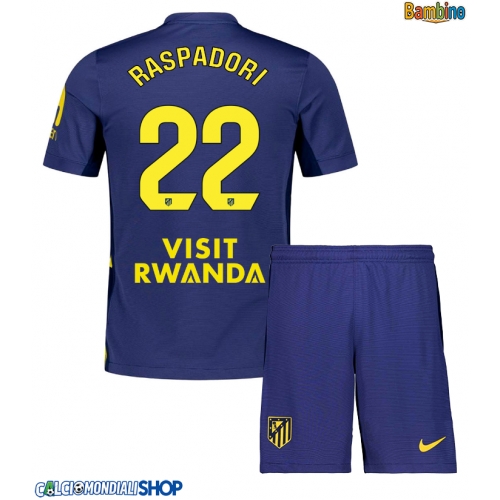 Maglie da calcio Atletico Madrid Giacomo Raspadori #22 Seconda Maglia Bambino 2025-26 Manica Corta + Pantaloni corti)